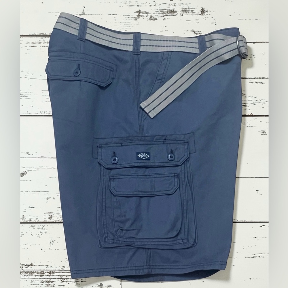 Lee Relaxed Fit Belted Cargo Shorts 48 x 11 Grey Utility Pockets Big & Tall Men